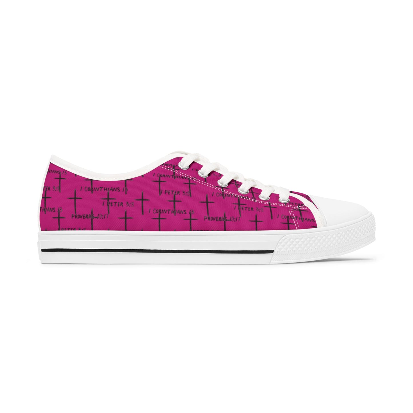 FaithWalks Pink, Cross and Scripture Women's Low Top Sneakers, Where Faith Meets Fashion.