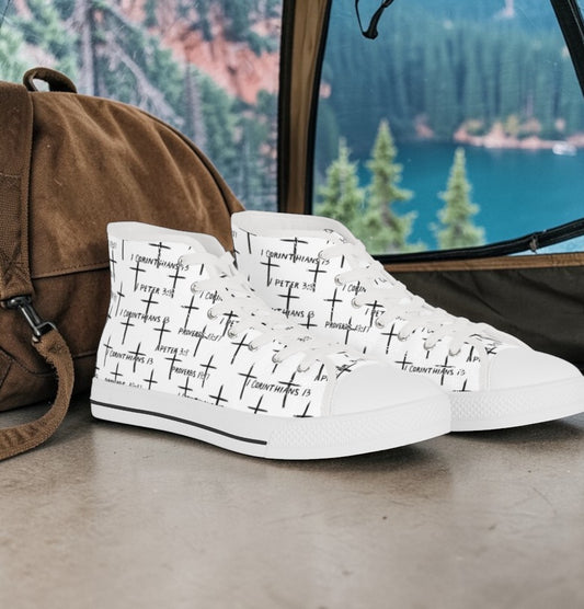 FaithWalks Mens High Top Sneakers — Scripture & Crosses Christian Faith Shoes