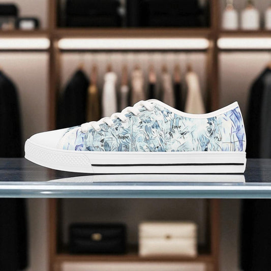 Where faith meets fashion-womens turquoise scripture and cross faith inspired sneakers