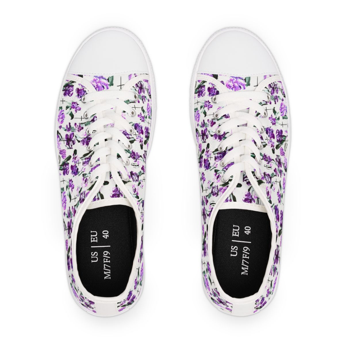 FaithWalks Floral Cross Sneakers — Women's Low Top Violet  Trending Shoes