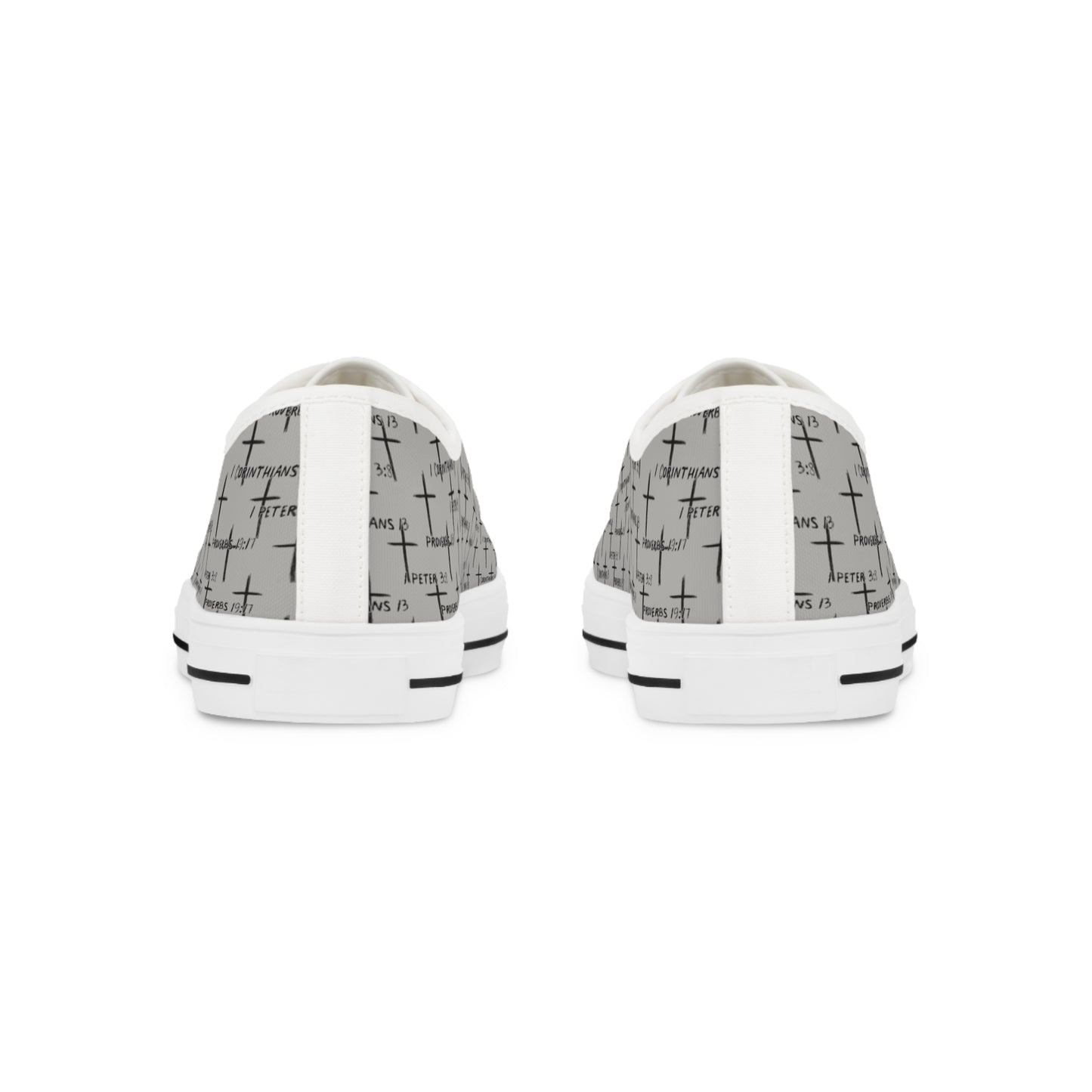 FaithWalks Trending Men's Faith Inspired Grey With Black Crosses and Scripture-Low Top Sneakers