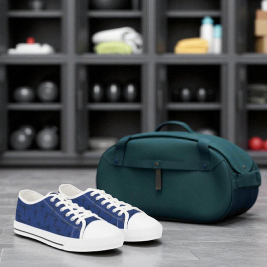 FaithWalks Trending Mens Blue Scripture with Cross Sneakers