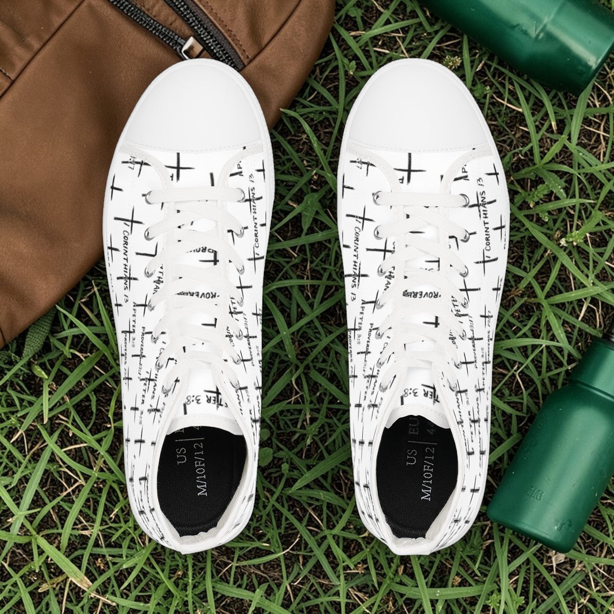 FaithWalks Mens High Top Sneakers — Scripture & Crosses Christian Faith Shoes