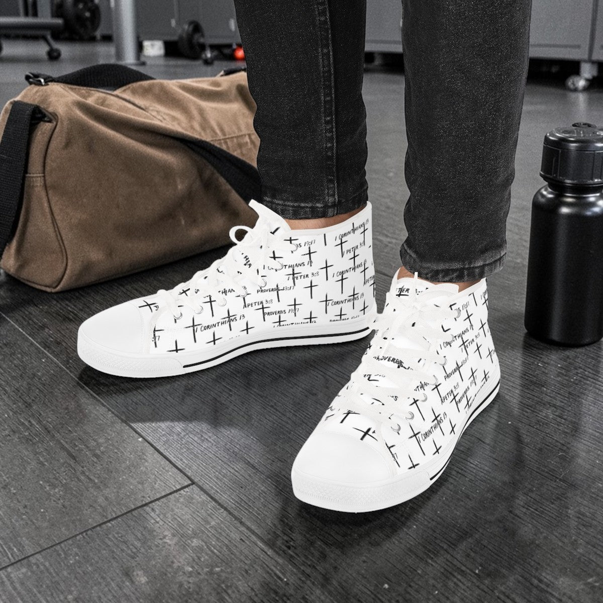 FaithWalks Mens High Top Sneakers — Scripture & Crosses Christian Faith Shoes