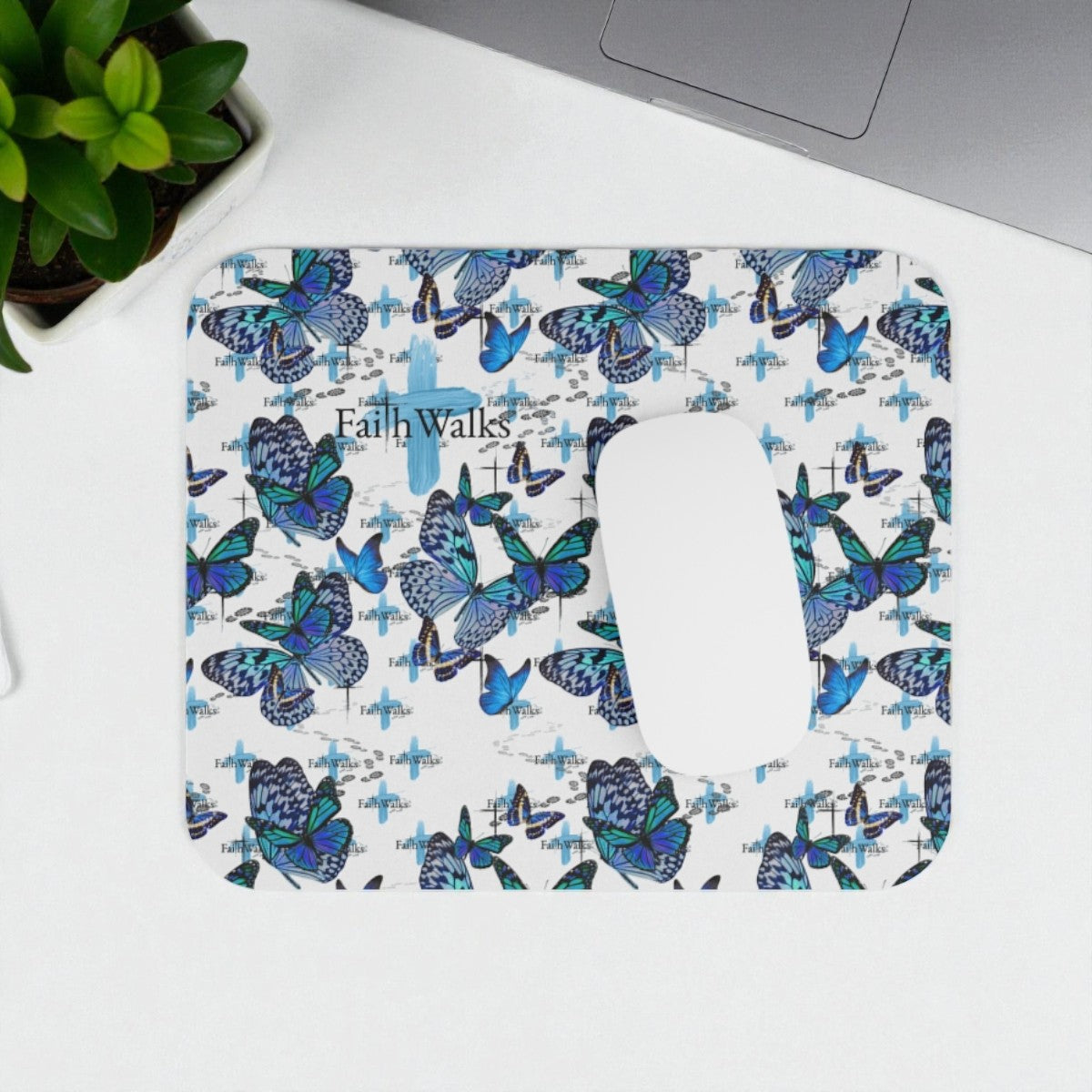 FaithWalks Butterflies and Crosses Mouse Pad